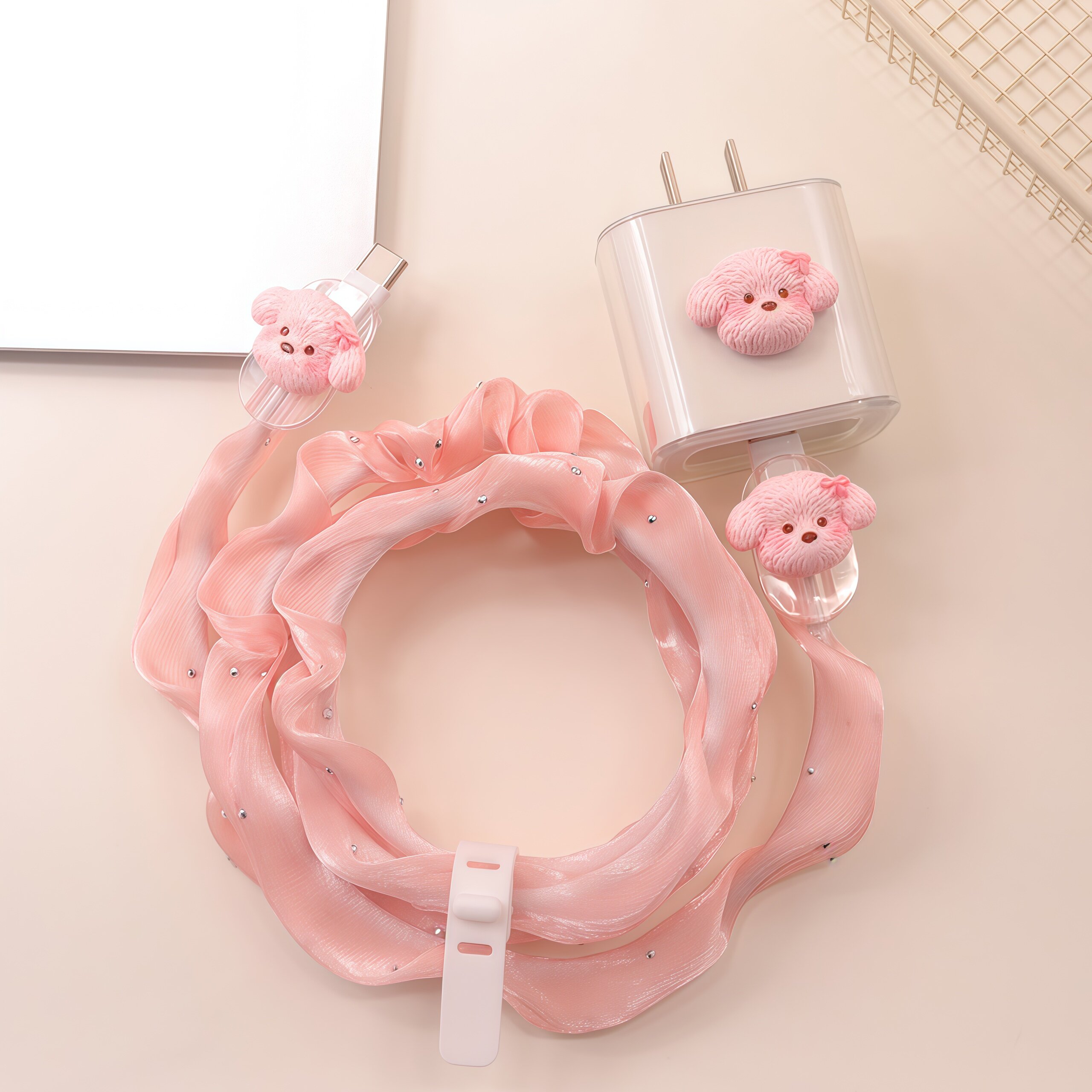 泰迪适用苹果17promax数据线保护套16绕线器15快充ipad11充电器壳