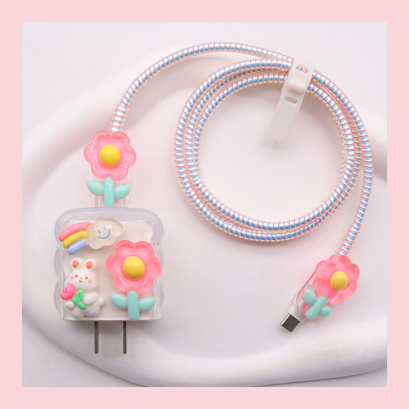 适用苹果16P手机14数据线保护套15/13充电器20W插头壳ipad9缠绕绳