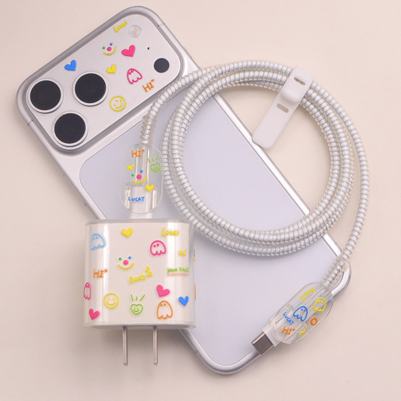浮雕贴适用苹果18数据线保护套17充电器头套16缠绕绳ipad软壳20W