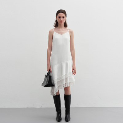 NOON不规则蕾丝花边吊带裙