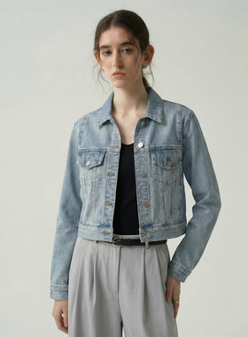 NOON复古水洗全棉牛仔外套女2026春季新款宽松长袖短外套XT6033