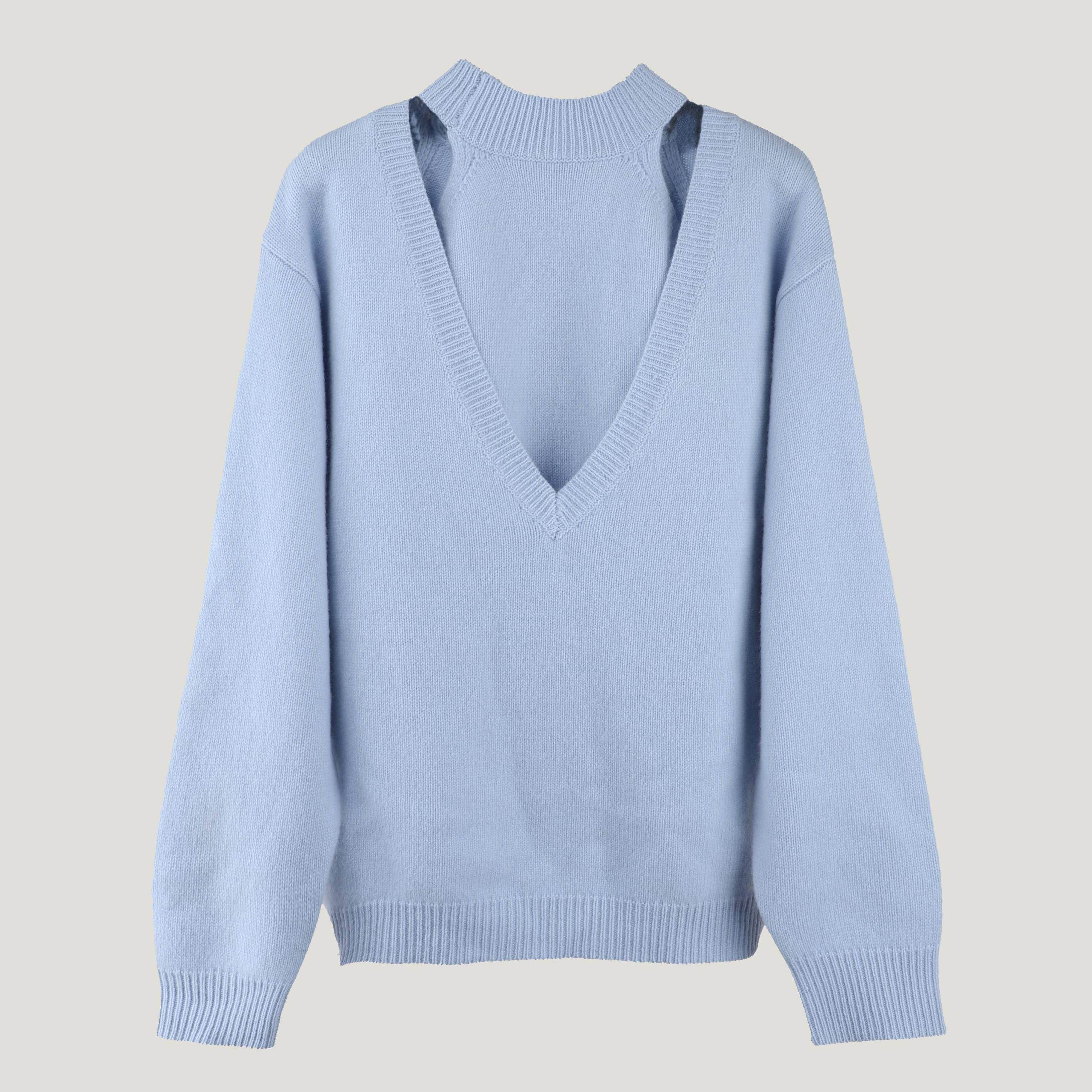 NOON美利奴超细全羊毛两件套2024冬季挂脖背心+大V领毛衣XM320-A