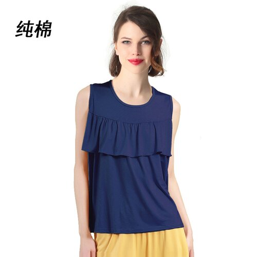 大码女纯棉防凸点家居背心加肥大码宽松超柔软舒适裸感防走光