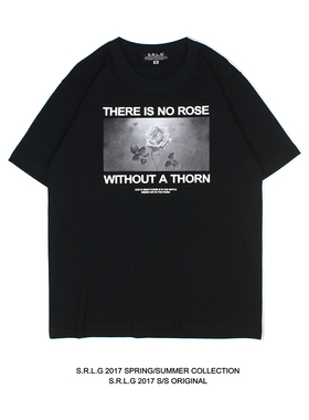 S.R.L.G FLOWER PATTERN 原创玫瑰画图案黑色全棉圆领TEE