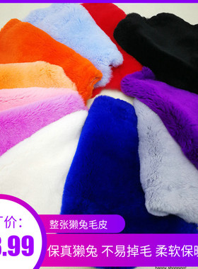 优质獭兔皮整张獭兔毛围巾毛领包包袖口鞋面护膝护腿娃衣兔毛皮料