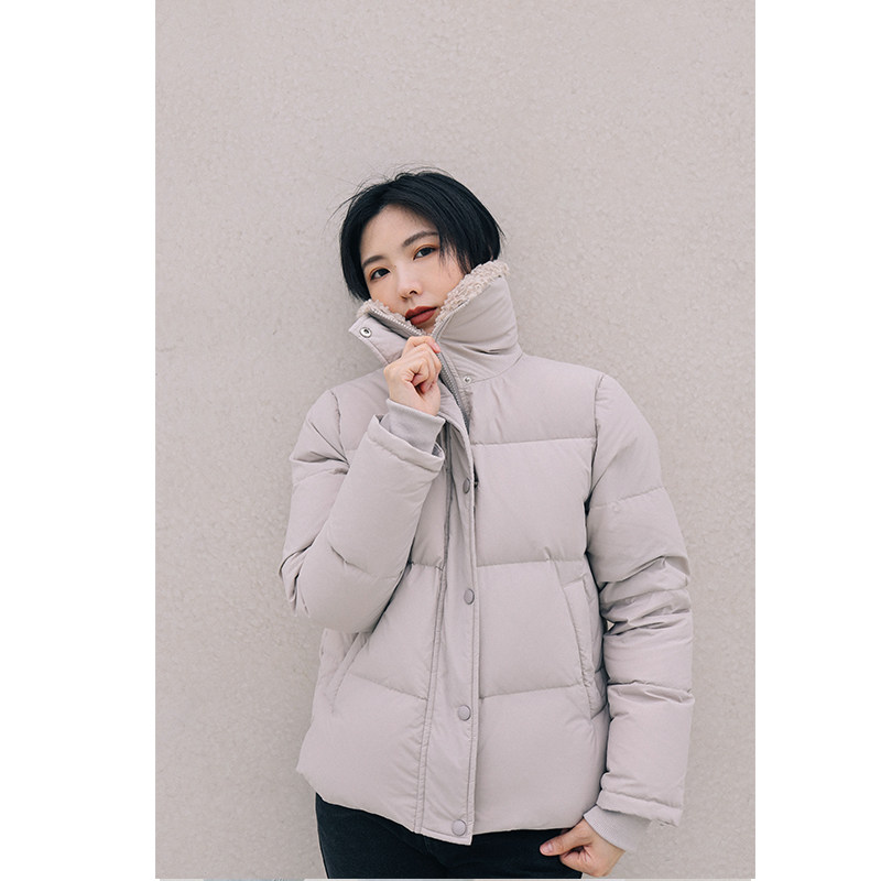 拼毛领羽绒服90白鸭绒短款小众