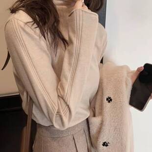 Tracystyle省钱百搭打底衫仿兔绒半高领针织长袖毛衣韩版柔软亲肤