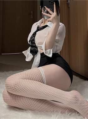 日系白色蕾丝过膝美腿长筒袜黑丝秋冬款季性感jk白丝袜光腿sy