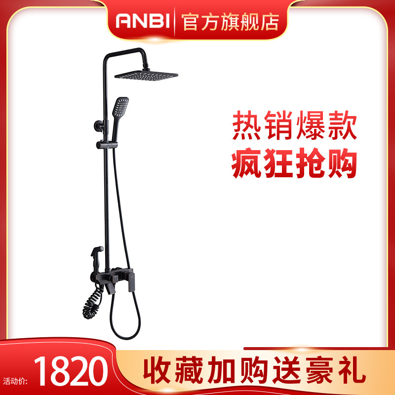 黑色全铜欧式喷头淋浴花洒