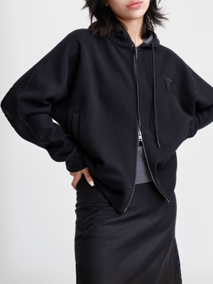 醋酸羊绒秋冬时尚连帽拉链卫衣