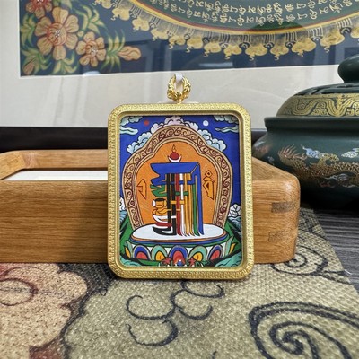 【K008202】热贡尼泊尔西藏纯手工手绘十相自在唐卡吊坠4*5