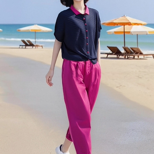 两件套 素雅订制女装 原创品牌气质时尚 显瘦百搭针织衫 松紧腰休闲裤