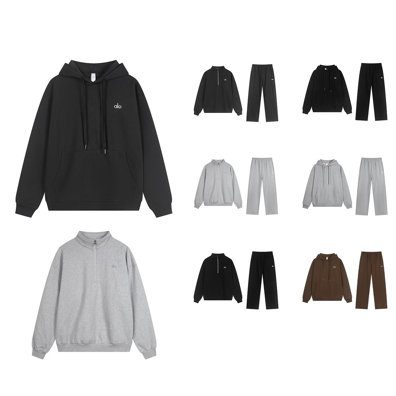 alo连帽卫衣宽松男装休闲外套上衣情侣运动男士高级感女男款套装