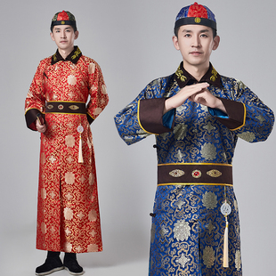 清朝古装男士成人满族宫廷阿哥贝勒服装皇帝便服长款舞台演出服装