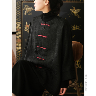此中新中式美学定制 人丝混纺国风复古盘扣外套重工提花上衣女