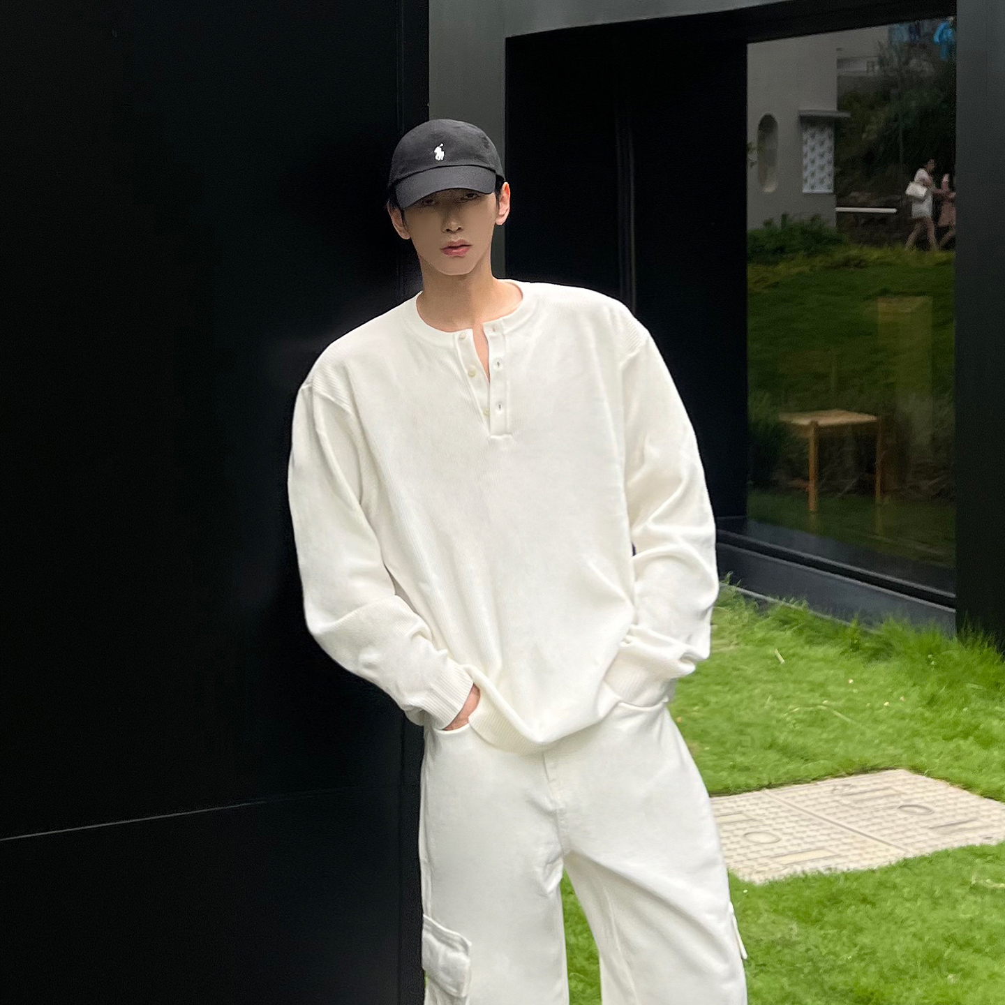 XMOB秋季老钱亨利领长袖针织衫