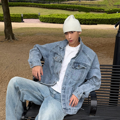 XMOB新款韩版浅蓝牛仔夹克外套
