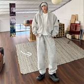 男宽松休闲长裤 XMOB 潮 男冬季 加厚加绒直筒裤 STUDIO新款 灰色卫裤