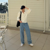 垂感水洗直筒裤 XMOB 男女 浅蓝色牛仔裤 男宽松潮 2026新款 基础韩版