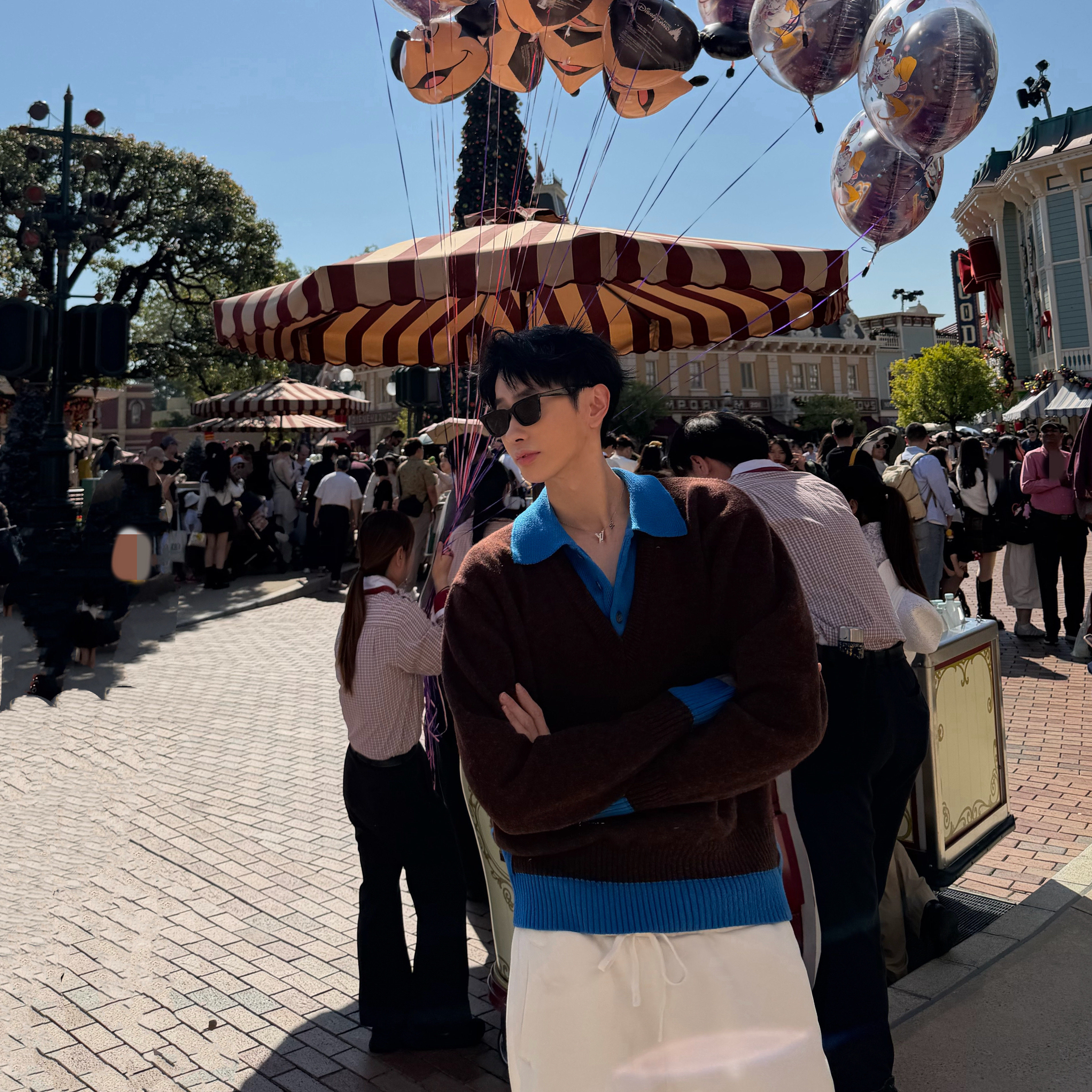 XMOB 设计感时髦撞色羊毛毛衣男潮高级感polo翻领针织衫男宽松潮