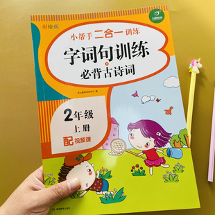 二年级上册语文专项训练字词句训练人教版必背古诗词2年级上同步训练专项书必背古诗词天天练每日一练生字组词词语累积同音字练习