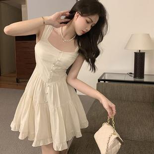 恒源祥法式 海边度假绝美裙 气质多巴胺甜美风无袖 吊带连衣裙女新款
