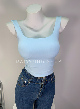 DAISYJING25新款可拆卸胸垫百搭方领吊带背心外穿美背内搭上衣女