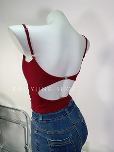 百搭打底上衣女 短款 DAISYJING25新款 辣妹露背带胸垫吊带背心修身