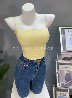DAISYJING25自制新款性感百搭吊带背心可拆卸胸垫短款打底上衣女