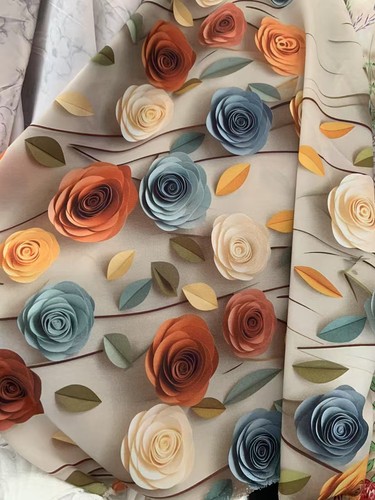 新款微透高档3D立体玫瑰花春夏薄款弹力雪纺面料舞蹈服连衣裙布料