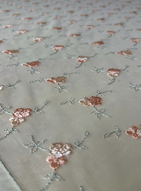 新款弹力淡黄色网纱绣花蕾丝布料亮丝光泽旗袍连衣裙打底衫面料