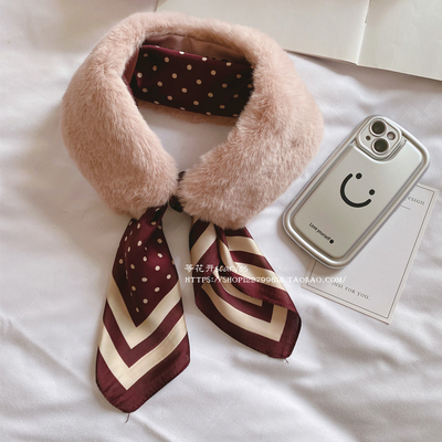 冬季复古文艺仿兔毛丝巾围巾保暖