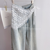 春夏白色蕾丝穿搭叠穿短款 子裙子遮臀裙帘棉 系带裤 屁帘 夏日新款