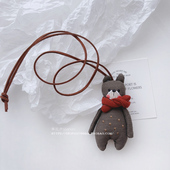 可爱小熊布艺绑绳卡通玩偶包包挂件 大人儿童布偶项链挂饰