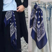 女嘻哈街舞网红系绑挂裤 腰果棉质复古头巾小方巾 男款 巾送皮扣