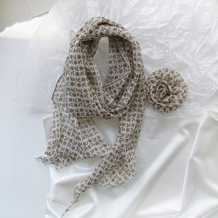 轻柔薄纱花朵细长条丝巾飘带小围巾 多用处编发发带发饰腰带