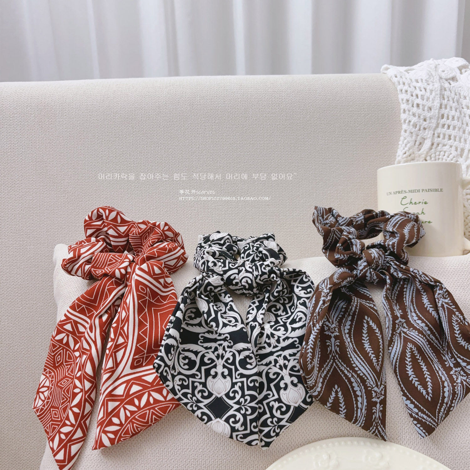 波普气质波西米亚大肠发圈 低马尾蝴蝶结头饰发饰头绳皮筋