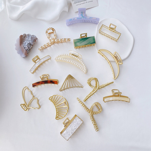 清仓 复古大小号抓夹鲨鱼夹后脑勺盘发抓发头饰洗澡夹金属 夏法式