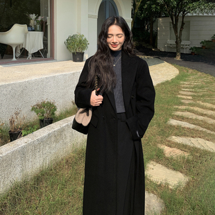 毛呢外套女2026新款黑色高级感秋冬加厚长款气质宽松显瘦呢子大衣