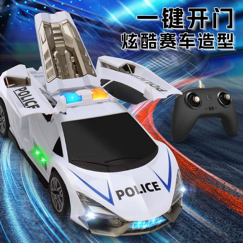 儿童遥控开门警车玩具变形跑车