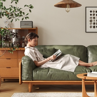 黑胡桃木双人沙发 小户型客厅沙发科技布奶油风懒人沙发可躺可睡