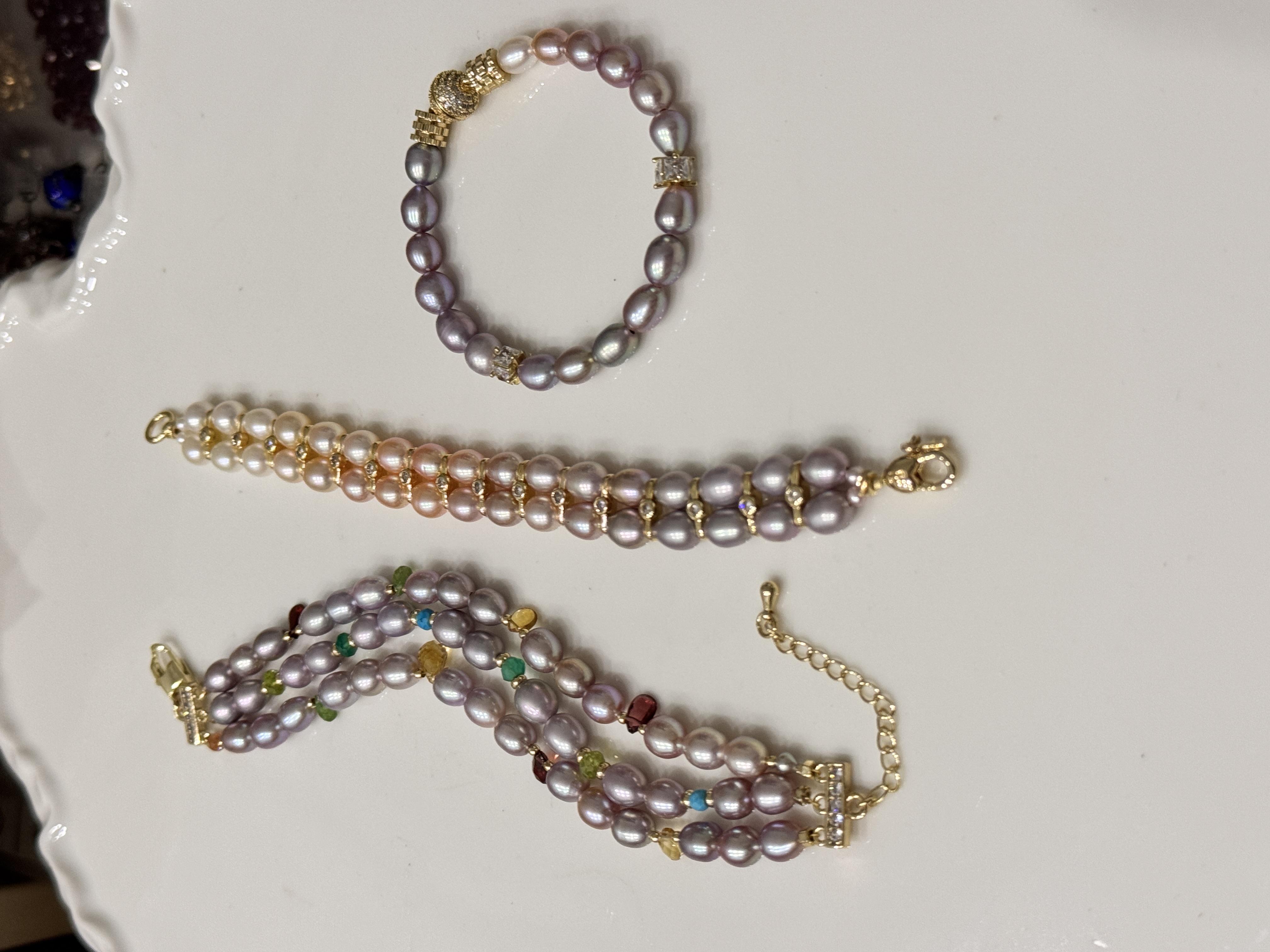 天然手链香芋紫粉色温柔气质手串近圆形高级MM强光礼物