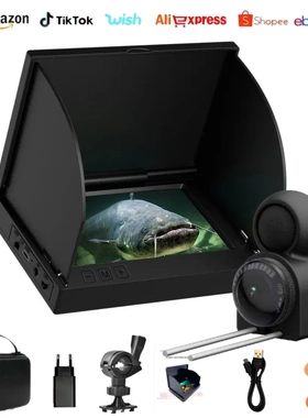 跨境俄文fishfinder水下高清可视探鱼器摄像头钓鱼探测器带夜视