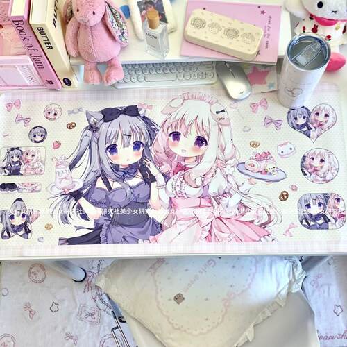 美少女pu皮革二次元少女桌垫防水