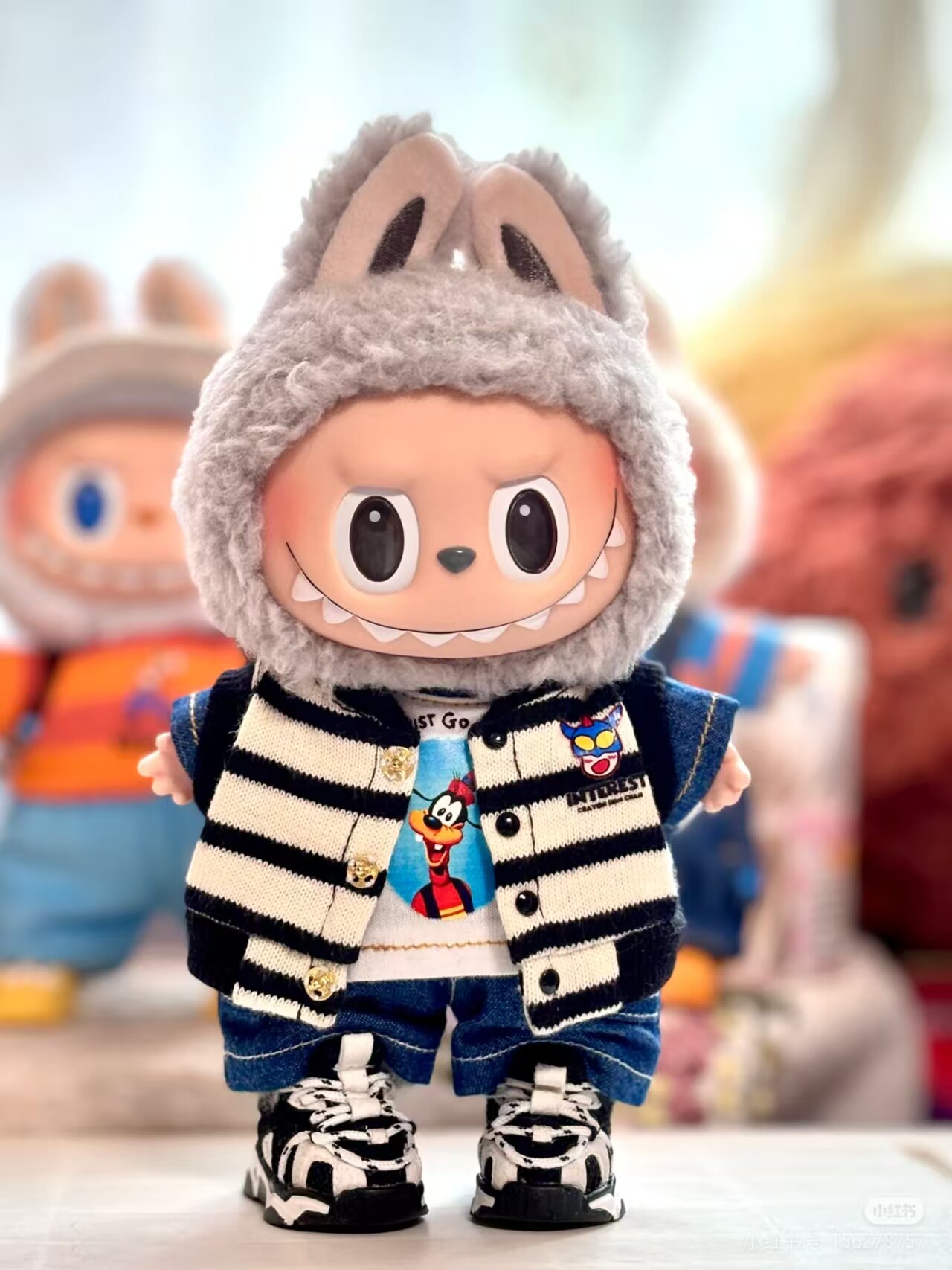 拉布布娃衣衣服可乐坐坐马卡龙二代17cm手工站站一代v1挂件labubu