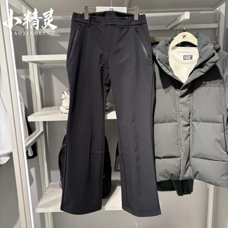 FILA 斐乐2025冬季新款女子加绒运动直筒休闲针织长裤A11W546801