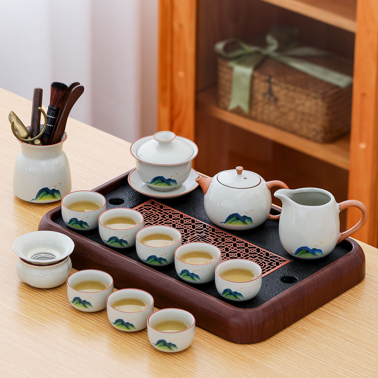 整套汝窑功夫茶具套装家用轻奢办公室喝茶杯盖碗茶壶茶盘2026新款,餐饮具,整套茶具,淘宝优惠券,粉丝福利购,淘宝优惠卷