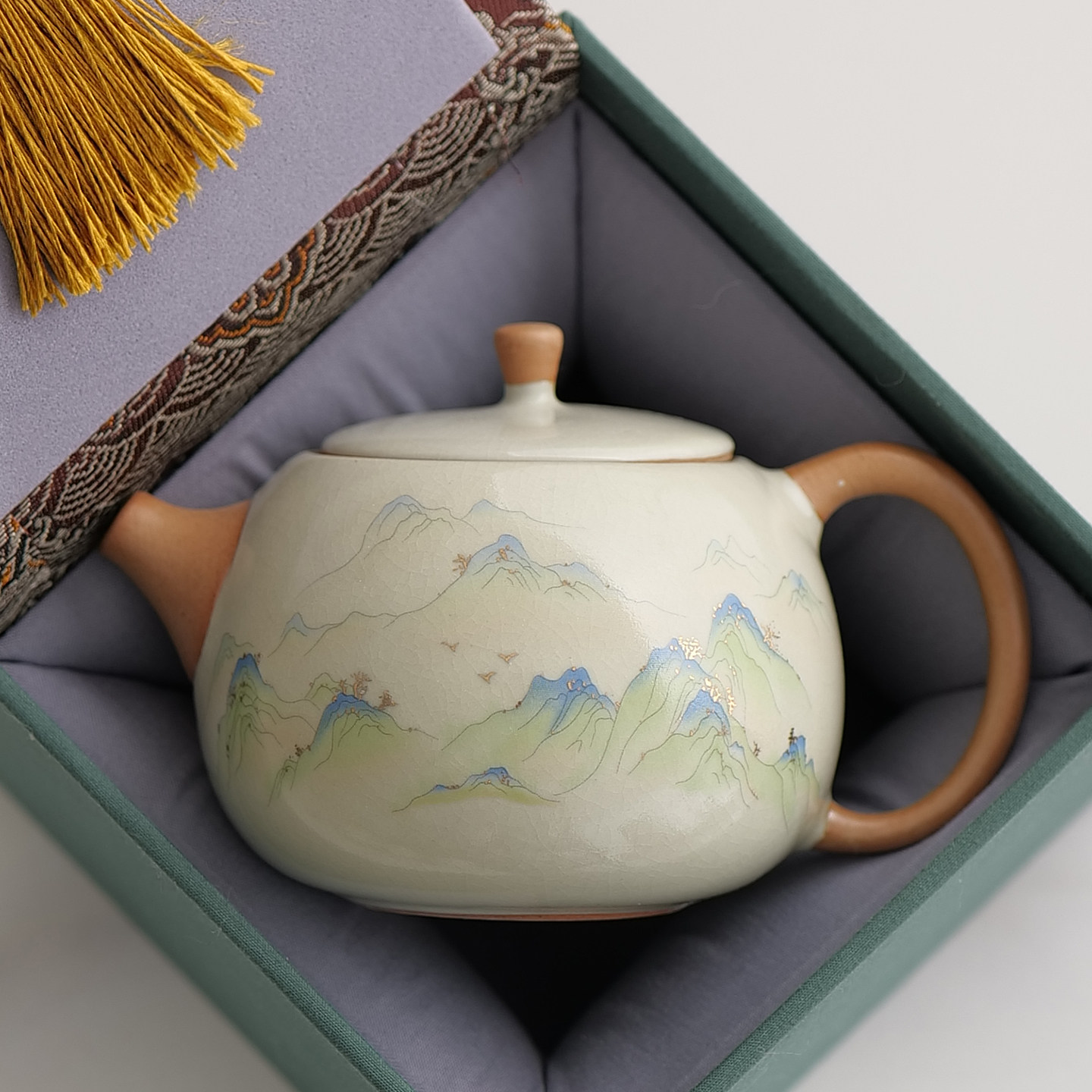 汝窑开片可养功夫茶壶单个泡茶图片