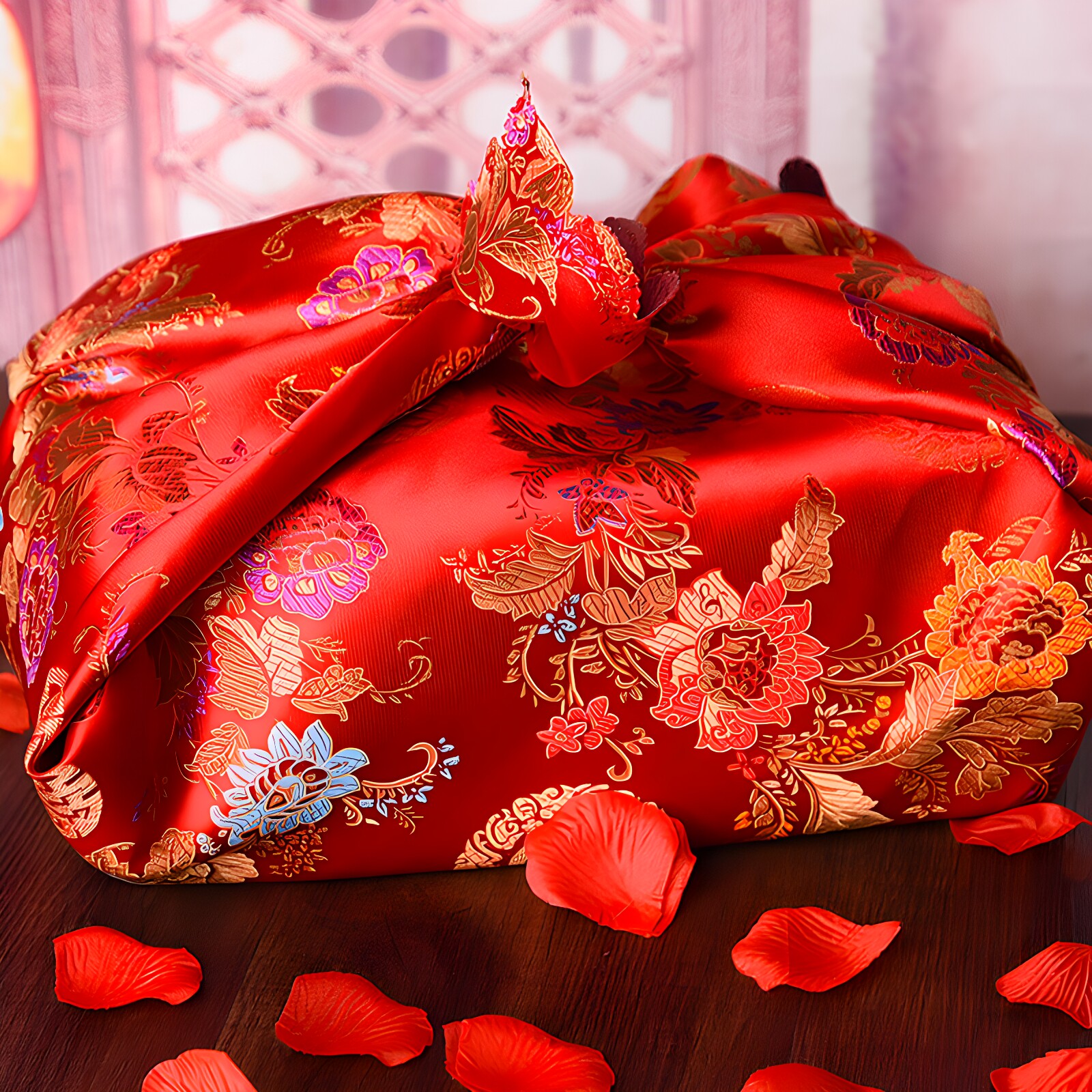 结婚用订婚精致红包袱皮一对婚礼定亲陪嫁包衣服喜盆催生包裹布福
