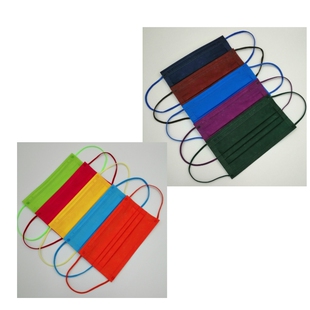 马卡龙港版十色纯色水刺布时尚口罩天蓝深绿色单片独立包装彩耳带